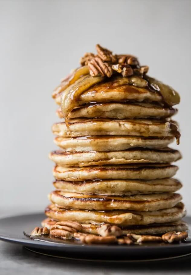 Banana Pancakes with Caramelized Bananas and Toasted Pecans recipe