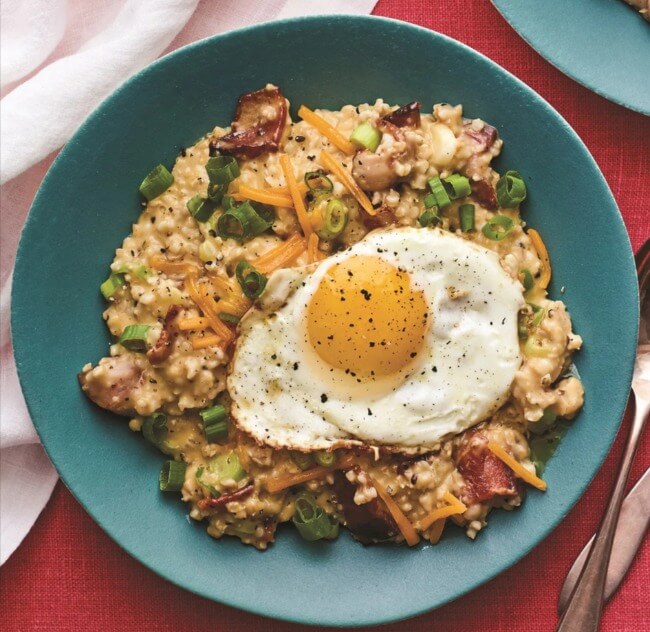 Slow Cooker Savory Oatmeal with Bacon, Scallions, and Cheddar recipe