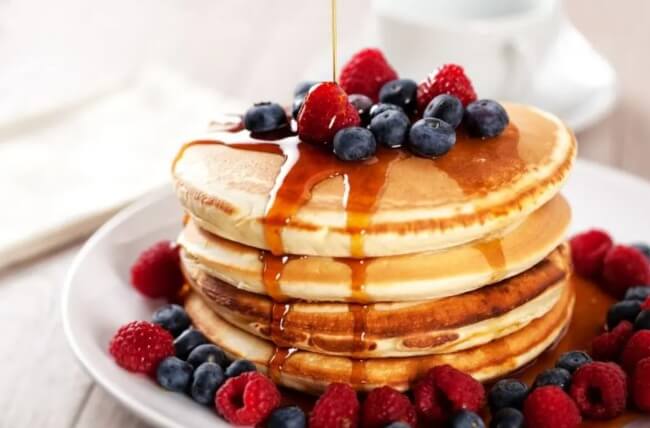 fresh Fruits Topped Pancakes Recipe