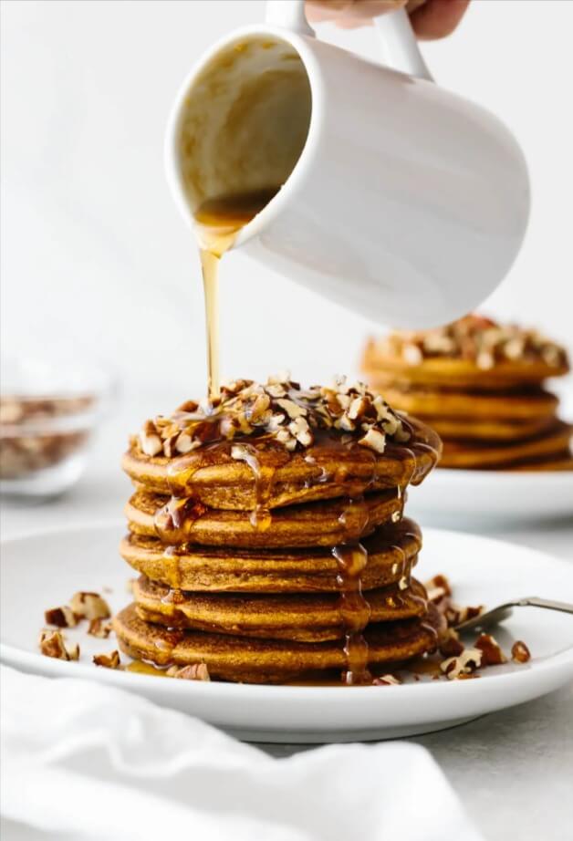 PALEO PUMPKIN PANCAKES WITH MAPLE GINGER SYRUP recipe